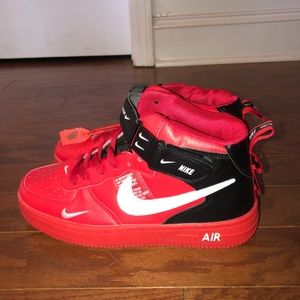 Red high Air Force 1’s